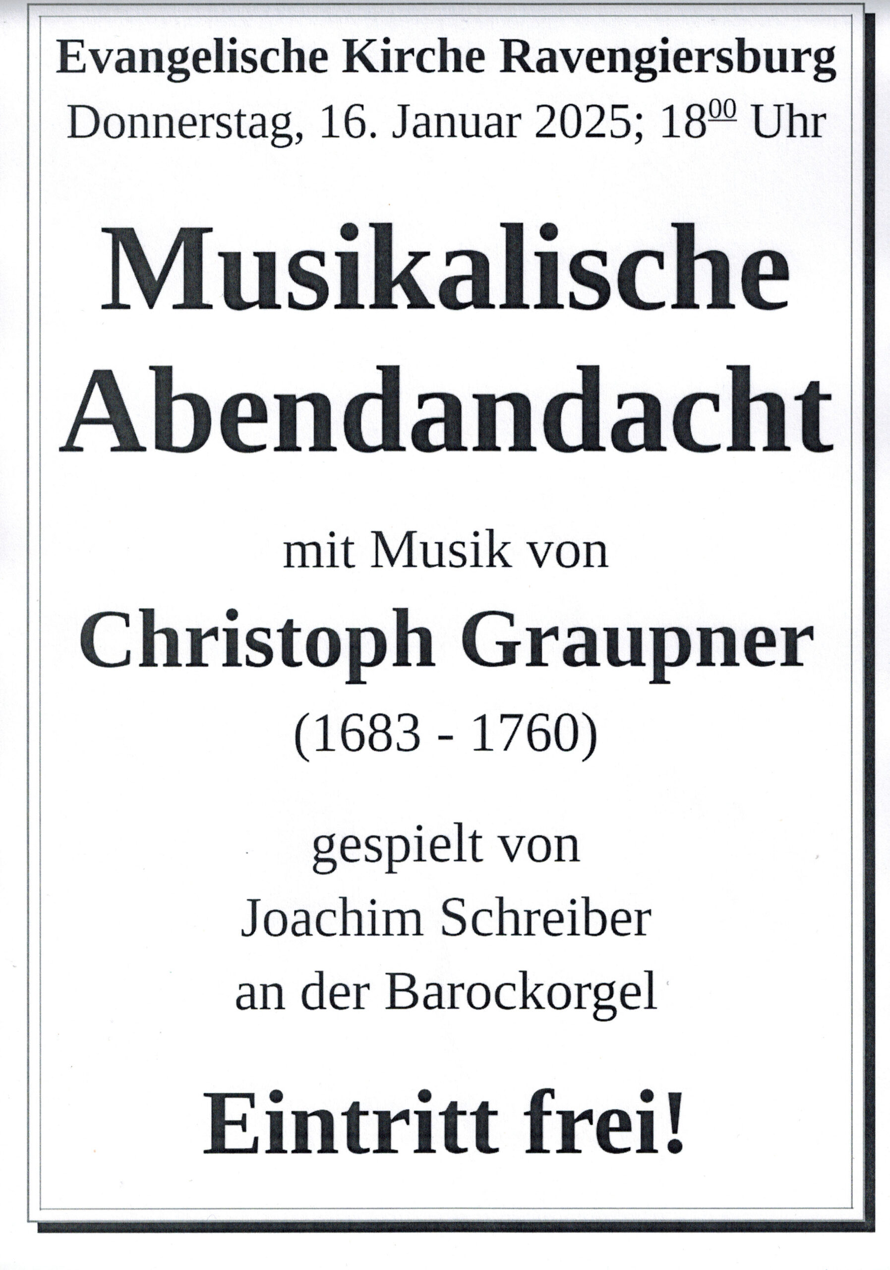 Musikalische Abendandacht mit Joachim Schreiber - Ev. Kirche Ravengiersburg